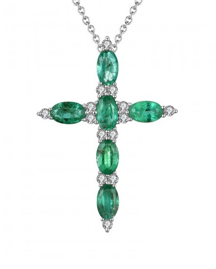 CROSS EMERALD DIAMOND PENDANT (TP1924)