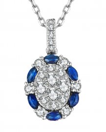 OVAL STYLE SAPPHIRE DIAMOND PENDANT (TP1942)