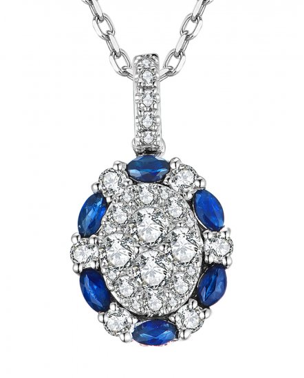 OVAL STYLE SAPPHIRE DIAMOND PENDANT (TP1942)