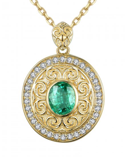 OVAL EMERALD DIAMOND PENDANT (TP1948)