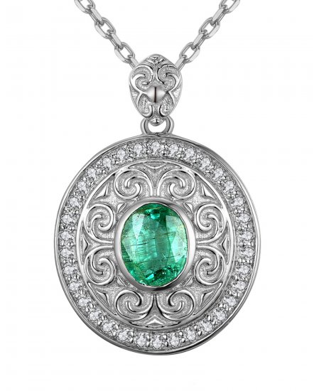 OVAL EMERALD DIAMOND PENDANT (TP1948)