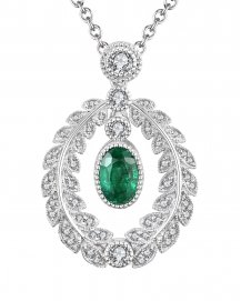 LEAF STYLE EMERALD DIAMOND PENDANT (TP1949)