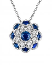 FLORAL STYLE COLORED STONE DIAMOND PENDANT (TP1953)