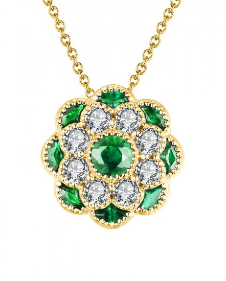 FLORAL STYLE COLORED STONE DIAMOND PENDANT (TP1953)