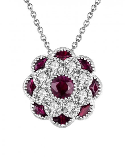 FLORAL STYLE COLORED STONE DIAMOND PENDANT (TP1953)