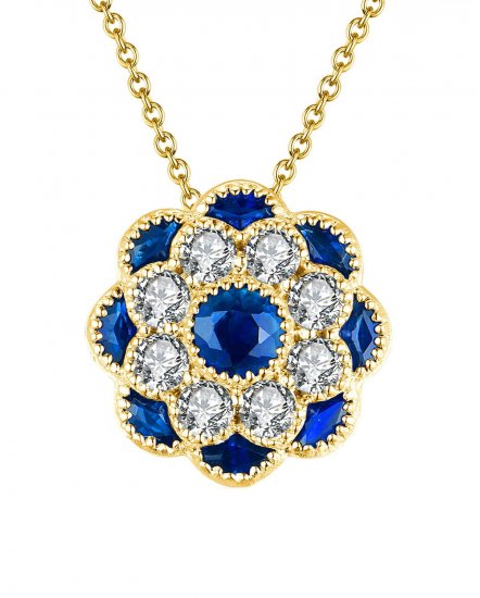 FLORAL STYLE COLORED STONE DIAMOND PENDANT (TP1953)