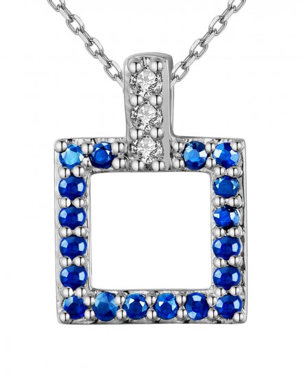 OPEN SQUARE SAPPHIRE DIAMOND PENDANT (TP1958)