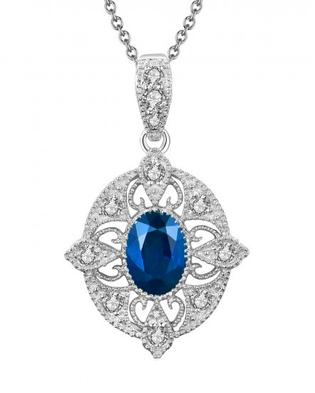 OVAL COLORED STONE DIAMOND PENDANT (TP1988)
