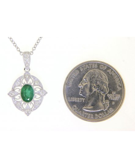 OVAL COLORED STONE DIAMOND PENDANT (TP1988)
