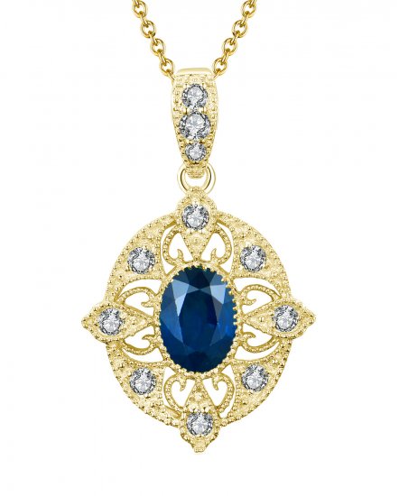 OVAL COLORED STONE DIAMOND PENDANT (TP1988)