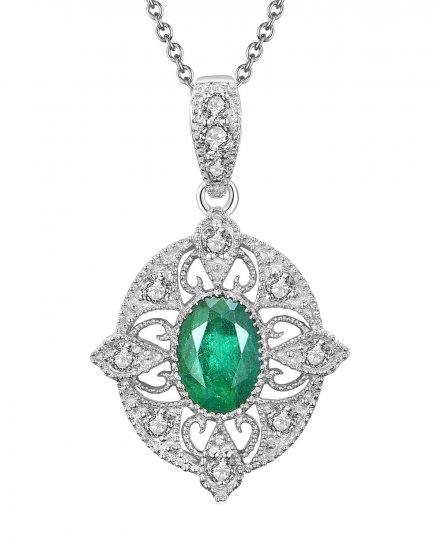 OVAL COLORED STONE DIAMOND PENDANT (TP1988)