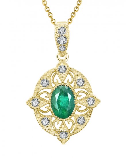 OVAL COLORED STONE DIAMOND PENDANT (TP1988)