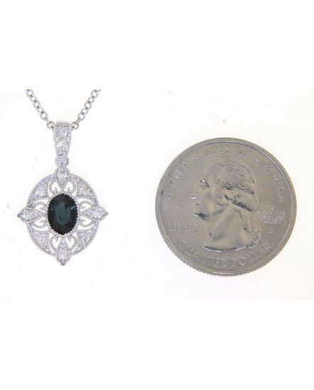 OVAL COLORED STONE DIAMOND PENDANT (TP1988)