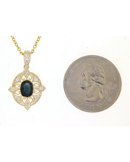 OVAL COLORED STONE DIAMOND PENDANT (TP1988)