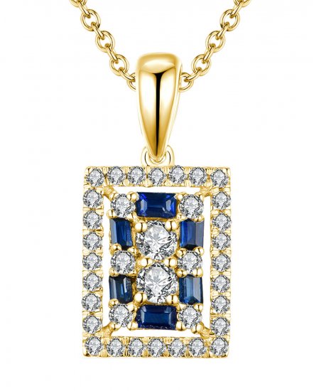 RECTANGLE SAPPHIRE DIAMOND PENDANT (TP1994)