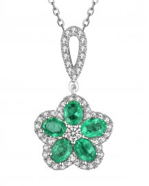 FLORAL STYLE EMERALD DIAMOND PENDANT (TP1996)