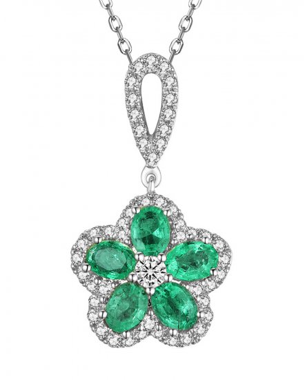 FLORAL STYLE EMERALD DIAMOND PENDANT (TP1996)