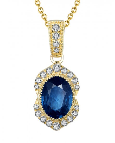 OVAL COLORED STONE DIAMOND PENDANT (TP2015)