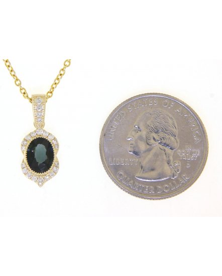 OVAL COLORED STONE DIAMOND PENDANT (TP2015)