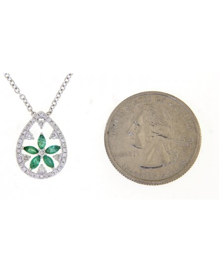 PEAR STYLE EMERALD DIAMOND PENDANT (TP2030)