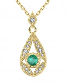 PEAR STYLE EMERALD DIAMOND PENDANT (TP2034)