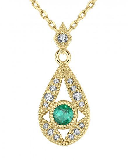 PEAR STYLE EMERALD DIAMOND PENDANT (TP2034)