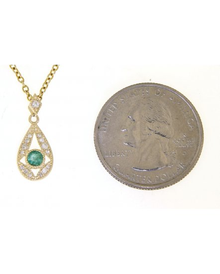 PEAR STYLE EMERALD DIAMOND PENDANT (TP2034)