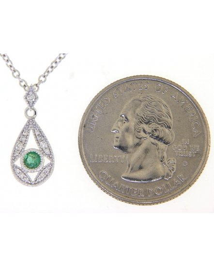 PEAR STYLE EMERALD DIAMOND PENDANT (TP2034)