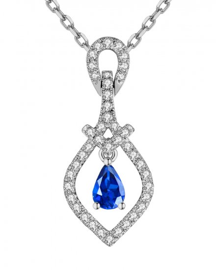 PEAR SAPPHIRE DIAMOND PENDANT (TP2043)