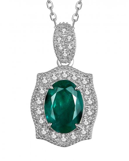 OVAL EMERALD DIAMOND PENDANT (TP2049)