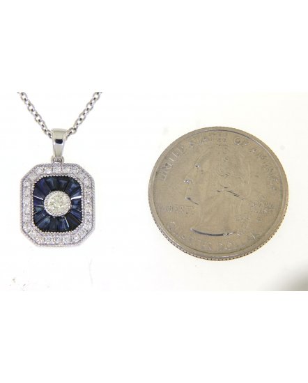 OCTAGON STYLE SAPPHIRE DIAMOND PENDANT (TP2057)