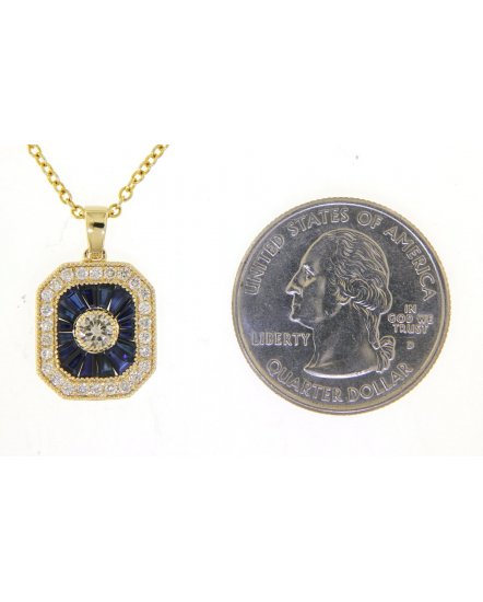 OCTAGON STYLE SAPPHIRE DIAMOND PENDANT (TP2057)