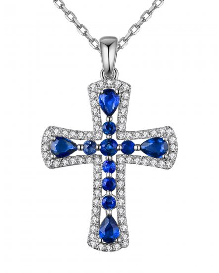 CROSS SAPPHIRE DIAMOND PENDANT (TP2059)