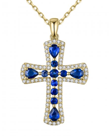 CROSS SAPPHIRE DIAMOND PENDANT (TP2059)