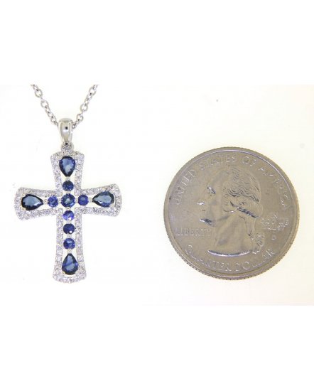 CROSS SAPPHIRE DIAMOND PENDANT (TP2059)