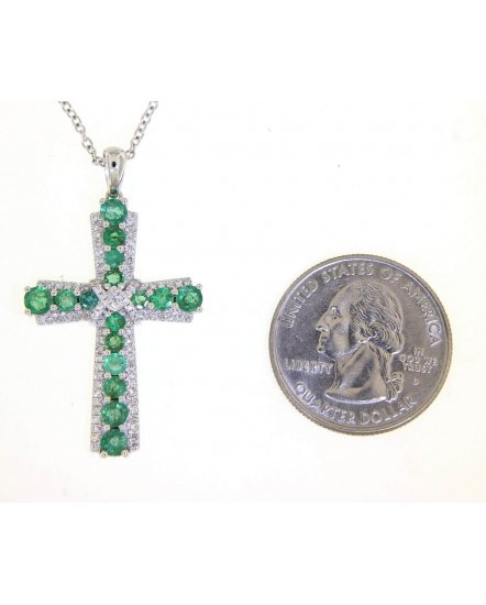 CROSS EMERALD DIAMOND PENDANT (TP2066)