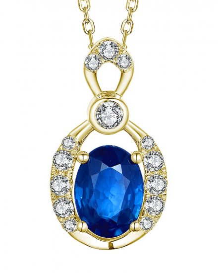 OVAL SAPPHIRE DIAMOND PENDANT (TP2086)