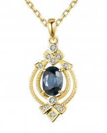 OVAL SAPPHIRE DIAMOND PENDANT (TP2089)