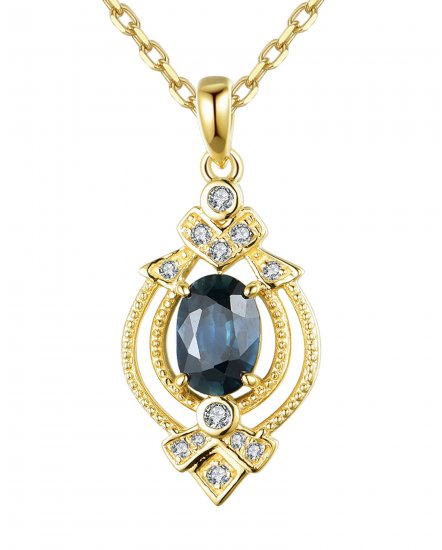 OVAL SAPPHIRE DIAMOND PENDANT (TP2089)