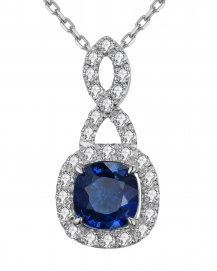 CUSHION SAPPHIRE DIAMOND PENDANT (TP2091)