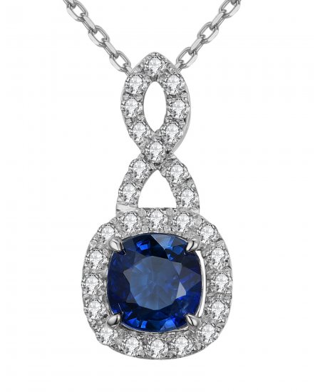 CUSHION SAPPHIRE DIAMOND PENDANT (TP2091)