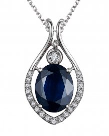 OVAL SAPPHIRE DIAMOND PENDANT (TP2142)