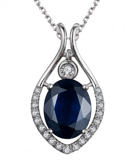 OVAL SAPPHIRE DIAMOND PENDANT (TP2142)