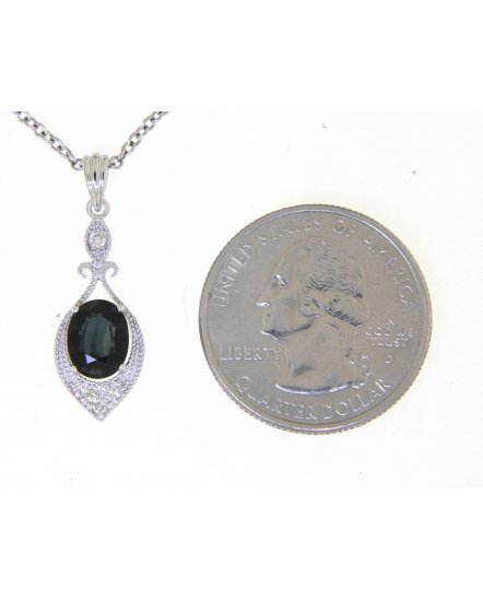 OVAL SAPPHIRE DIAMOND PENDANT (TP2159)