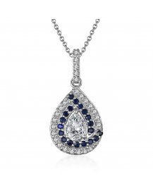 PEAR STYLE SAPPHIRE DIAMOND PENDANT (TP2198)
