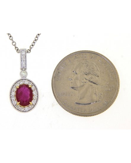 OVAL RUBY DIAMOND PENDANT (TP2199)