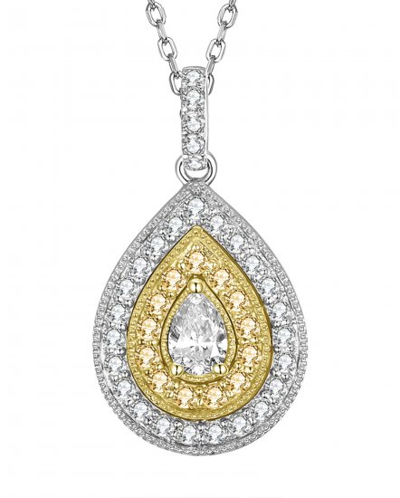 MULTI TONE PEAR DIAMOND PENDANT (TP2205)