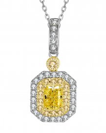 MULTI TONE EMERALD CUT DIAMOND PENDANT (TP2208)