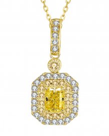 MULTI TONE EMERALD CUT DIAMOND PENDANT (TP2208)