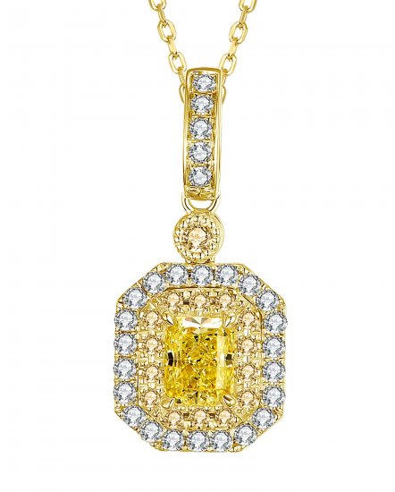 MULTI TONE EMERALD CUT DIAMOND PENDANT (TP2208)
